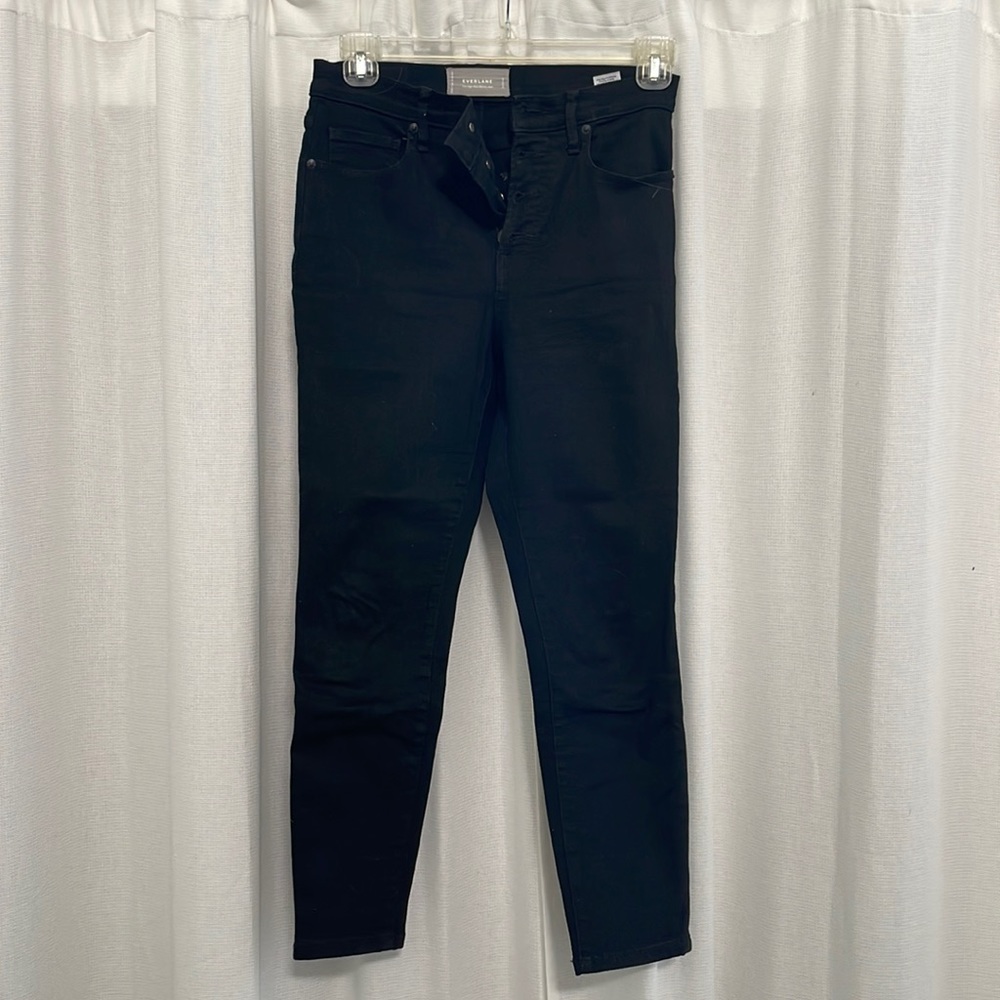 Everlane button fly black skinny jeans